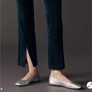 Sea-Green Velvet Split-Front Pants